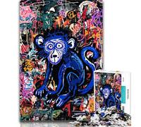 1000 Piece Puzzle Basquiat-style Monkey Jigsaws Puzzles 1000 Pieces for Adults Gifts,Stress Reliever Difficult Challenge Enhance Love between Couples 50x75cm