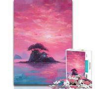1000 Piece Puzzle Beautiful Pink Sky Oil Painting 1000 Piece Jigsaw Puzzles for Adults & Teens,Classic Educational Games Beautiful Decoration 50x75cm
