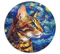 1000 Piece Puzzle Bengal Cat Night Sky Cardboard Jigsaw Puzzles for Adults Erfect for Home Decor, Birthdays, Holidays, And Gifts (67.5x67.5cm)