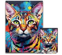 1000 Piece Puzzle Bengal Cat Wooden Jigsaw Puzzles for Adults Challenging DIY Brain Teaser, Perfect Family Game Or Decorative Gift 50x75CM/19.68x29.52inch