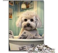 1000 Piece Puzzle Bichon Frise Reading Newspaper Puzzles for 1000 Piece Christmas Halloween Mother's Day New Year Easter Gift (Szie 50x75 cm)
