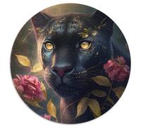 1000 Piece Puzzle Black Leopard 1000 Pieces Round Puzzles for Adults for Home Decor, Brain Training 67.5x67.5cm