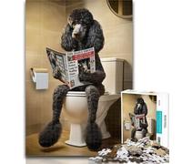 1000 Piece Puzzle Black Poodle on The Toilet Jigsaw Puzzles for Teenagers 1000 Piece,Educational Toys Is Ideal As A Gift for The Whole Family 50x75cm