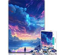 1000 Piece Puzzle Black Sky with Rainbow Clouds 1000 Piece Jigsaw Puzzle for Adults Teens,Train Your Brain And Hands Gifts for Friends And Family 26x38cm