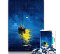 1000 Piece Puzzle Boat Sailing Under The Starry Sky 1000 Piece Jigsaw Puzzles for Teenagers Gifts,Artists Collection, Fine Art for Age 14+ 50x75cm