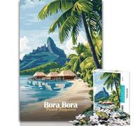 1000 Piece Puzzle Bora Bora Tropical Paradise 1000 Piece Jigsaw Puzzle for Adults And Teenagers,for Educational Game Challenge Toy Artists Collection, Fine Art 75x50cm