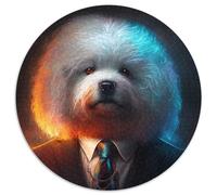 1000 Piece Puzzle Boss Bichon Frise Round Jigsaws 1000 Pieces for Adults Intricate Design for Teenagers, DIY Decor, And Brain-Boosting Fun 67.5x67.5cm