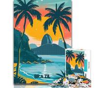 1000 Piece Puzzle Brazilian Paradise 1000 Piece Jigsaw Puzzles for Teenagers,Charcoal Art Staycation Kill Time for Home Decoration 26x38cm