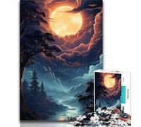 1000 Piece Puzzle Bright Full Moon 1000 Pieces Jigsaw Puzzles For Teens And Adults,with Matching Poster And Trivia Sheet for Age 14 Years Up 50x75cm