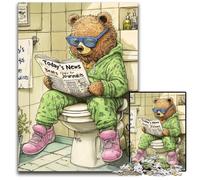 1000 Piece Puzzle Brown Bear Go Toilet cardboard Jigsaw Puzzles for Adults Brain Teaser & Home Decor, Perfect 26X38CM/10.23x14.96inch