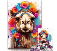 1000 Piece Puzzle Camel Wearing Flowers Jigsaws Puzzles 1000 Pieces for Adults Gifts,Decompressing Intellectual Educational Toy Great Gifts And Toys 26x38cm