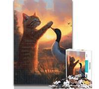 1000 Piece Puzzle Cat And Duck 1000 Piece Jigsaw Puzzle for Adults Teens,Toys Educational Games Stress Relieving Great Gifts And Toys 50x75cm
