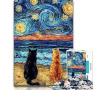 1000 Piece Puzzle Cat on The Beach Jigsaw Puzzles for Adults 1000 Piece,Train Your Brain And Hands Gifts for Friends And Family (50x75cm)