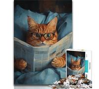 1000 Piece Puzzle Cat Reading A Newspaper Puzzles for Adults Teens 1000 Pieces,Toys Educational Games Stress Relieving Enhance Love between Couples (50x75cm)