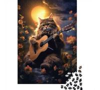 1000 Piece Puzzle, Cat Under The Stars Guitar, 38x26cm/1000pcs