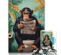 1000 Piece Puzzle Chimpanzee Reading A Newspaper Jigsaw Puzzles for Adults 1000 Piece,Train Your Brain And Hands Gifts for Friends And Family 26x38cm