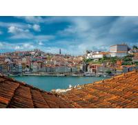 1000 Piece Puzzle Cityscape on the Douro River in Porto Portugal under a Blue Sky 26x38CM