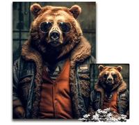 1000 Piece Puzzle Classy Grizzly Bear Jigsaw Puzzles for Adults Challenging Brain TeaserRelaxing Toy for Teenagers 1000 PCS(38x26cm)