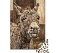 1000 Piece Puzzle, Close-up Painting of A Smiling Donkey, 52x38cm/1000pcs