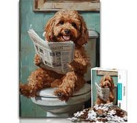 1000 Piece Puzzle Cockapoo on The Toilet Jigsaw Puzzles 1000 Pieces for Adults Teens,Train Your Brain And Hands Gifts for Friends And Family (50x75cm)
