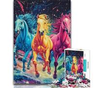 1000 Piece Puzzle Color Horse 1000 Pieces Jigsaw Puzzles for Adults And Teens,Artists Collection, Fine Art for Age 14+ 50x75cm