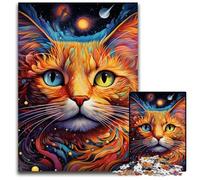 1000 Piece Puzzle Colorful Art Cat cardboard Jigsaw Puzzles for Adults Challenging DIY Brain Teaser, Perfect Family Game Or Decorative Gift 26X38CM/10.23x14.96inch