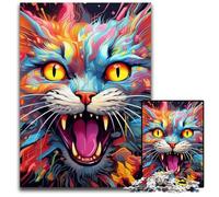 1000 Piece Puzzle Colorful Art Cat Wooden Jigsaw Puzzles for Adults Challenging DIY Brain Teaser, Perfect Family Game Or Decorative Gift 50x75CM/19.68x29.52inch