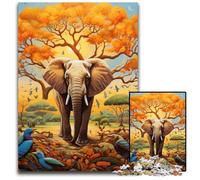 1000 Piece Puzzle Colorful Art Elephant cardboard Jigsaw Puzzles for Adults Challenging DIY Brain Teaser, Perfect Family Game Or Decorative Gift 26X38CM/10.23x14.96inch