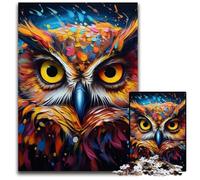 1000 Piece Puzzle Colorful Art Owl Wooden Jigsaw Puzzles for Adults Challenging DIY Brain Teaser, Perfect Family Game Or Decorative Gift 50x75CM/19.68x29.52inch