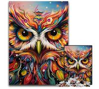 1000 Piece Puzzle Colorful Art Owl Wooden Jigsaw Puzzles for Adults Challenging DIY Brain Teaser, Perfect Family Game Or Decorative Gift 50x75CM/19.68x29.52inch