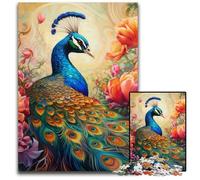 1000 Piece Puzzle Colorful Art Peacock Wooden Jigsaw Puzzles for Adults Challenging DIY Brain Teaser, Perfect Family Game Or Decorative Gift 50x75CM/19.68x29.52inch