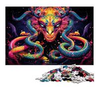 1000 Piece Puzzle Colorful Art Snake Wooden Jigsaw Puzzles for Adults Challenging DIY Brain Teaser, Perfect Family Game Or Decorative Gift 50x75CM/19.68x29.52inch