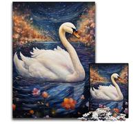 1000 Piece Puzzle Colorful Art Swan cardboard Jigsaw Puzzles for Adults Challenging DIY Brain Teaser, Perfect Family Game Or Decorative Gift 26X38CM/10.23x14.96inch