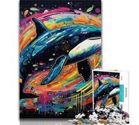 1000 Piece Puzzle Colorful Blue Whale 1000 Piece Jigsaw Puzzle for Adults Teens,Train Your Brain And Hands Gifts for Friends And Family 26x38cm