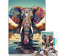 1000 Piece Puzzle Colorful Elephant 1000 Pieces Jigsaw Puzzle For Adults Teens,Wall Decoration Unique Birthday And Xmas Gifts Suitable for And 14 50x75cm