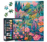 1000 Piece Puzzle Colorful Garden Jigsaw Puzzles for Adults Cozy Homes Collectible Puzzle Beautiful Design Jigsaw Puzzles Game Gift for Bedroom Wall Decor Vibrant Colors No Dust(50.5x70.5cm)