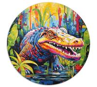 1000 Piece Puzzle Colorful Nile Crocodiles 1000 Pieces Round Puzzles for Adults for Home Decor, Brain Training (67.5x67.5cm)