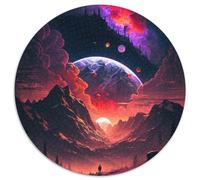 1000 Piece Puzzle Colorful Planet Mountains 1000 Piece Round Puzzle Brain Teaser Game, Interactive Family Game, Suitable for Ages 14+ 1000pcs (67.5x67.5cm)