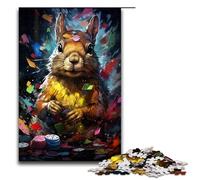 1000 Piece Puzzle Colorful Psychedelic Squirrel Poker Jigsaw for Adults Wooden Jigsaw Challenging Game 1000 PCS(75x50cm)