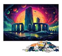 1000 Piece Puzzle Colorful Psychedelic Stonehenge Jigsaw for Adults Wood Jigsaw Great Gifts for Christmas 1000 PCS(75x50cm)
