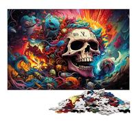 1000 Piece Puzzle Colorful Skull Wooden Jigsaw Puzzles for Adults Challenging DIY Brain Teaser, Perfect Family Game Or Decorative Gift 50x75CM/19.68x29.52inch