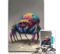 1000 Piece Puzzle Colorful Spider 1000 Piece Jigsaw Puzzles,Challenging Difficult with Fully Interlocking Randomly Shaped Pieces 26x38cm