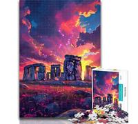 1000 Piece Puzzle Colorful Stonehenge Jigsaws 1000 Pieces for Teenagers,Toys Educational Games Stress Relieving Unique Home Decor And Gifts 50x75cm