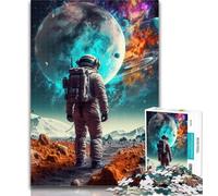 1000 Piece Puzzle Colourful Astronaut 1000 Pieces Jigsaw Puzzles For Teens And Adults,with Matching Poster And Trivia Sheet for Age 14 Years Up 50x75cm
