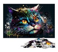 1000 Piece Puzzle Colourful Fantasy Cat Wooden Jigsaw Puzzles for Adults Challenging DIY Brain Teaser, Perfect Family Game Or Decorative Gift 50x75CM/19.68x29.52inch