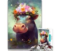 1000 Piece Puzzle Colourful Hippo Baby Jigsaw Puzzles for Teenagers 1000 Piece,Educational Toys Is Ideal As A Gift for The Whole Family 50x75cm
