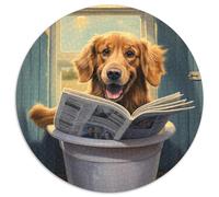 1000 Piece Puzzle Corgi Reading Newspaper Round Cardboard Puzzles Develops Hand-Eye Coordination Skills, Perfect for Birthday Gifts 1000pcs (67.5x67.5cm)