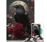 1000 Piece Puzzle Crow And Rose Jigsaw Puzzle 1000 Pieces for Adults,Fun Activity for Home, Rainy Days Toys, Birthday Gifts 50x75cm