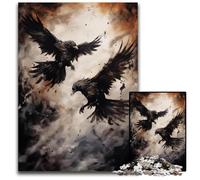 1000 Piece Puzzle Crow Ravens Ink Jigsaw Puzzles for Adults Ideal for Teenagers Collectors Travel Gift Family Activity 1000 PCS(38x26cm)
