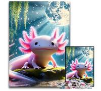 1000 Piece Puzzle Cute Axolotl in Moonlight Impossible Jigsaw Puzzles for Adults Family Game Night Fun DIY Decorative Artwork 1000 PCS(75x50cm)
